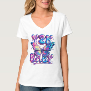 Y2K Baby Chrome Schmetterling T-Shirt
