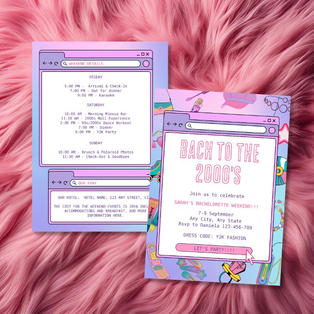 Y2K Bachelorette Weekend Bach bis zum Jahr 2000 Einladung (Y2K Bachelorette Weekend Bach To The 2000's Invitation)