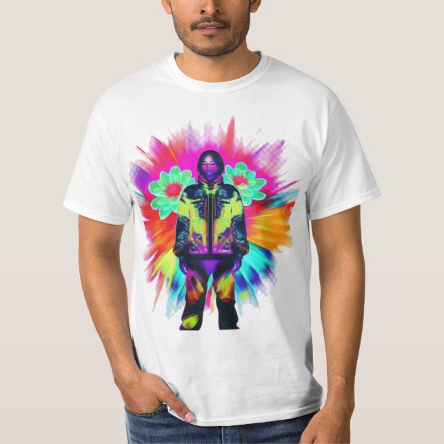 Y2K Bloom: Techwear trifft Leuchtende Natur T-Shirt (Vorderseite)