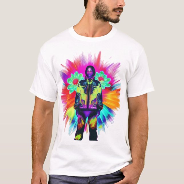 Y2K Bloom: Techwear trifft Leuchtende Natur T-Shirt (Vorderseite)