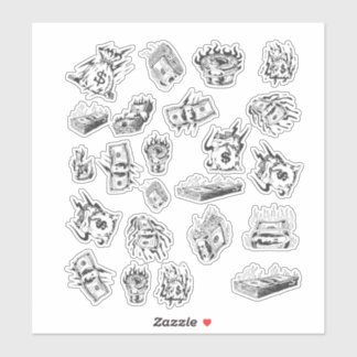 Y2K-Dollar-Symbole in der weißen Ästhetik Aufkleber