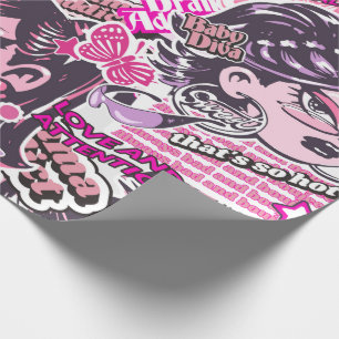 Y2K Drama Addict Collage Wrapping Paper Geschenkpapier