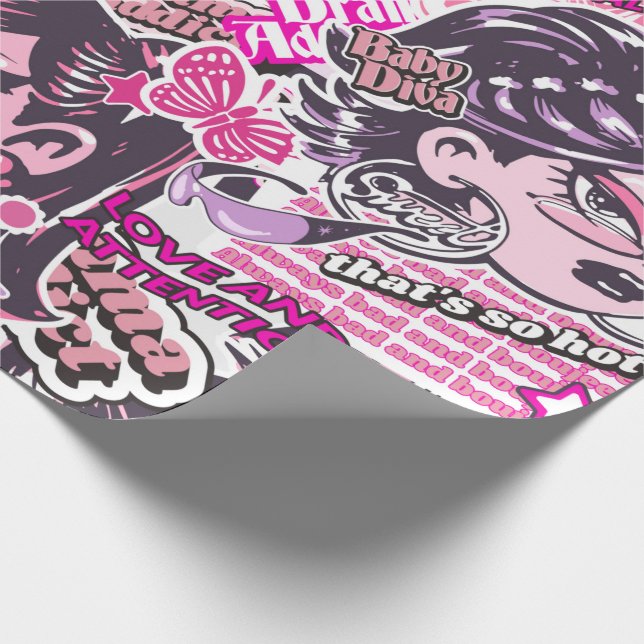 Y2K Drama Addict Collage Wrapping Paper Geschenkpapier (Ecke)
