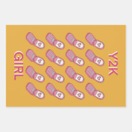 Y2K Drehend Telefone Herzmuster Geschenkpapier Set