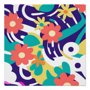 Y2K Fett Wildblume Lebhafte Nostalgische Frühlings Poster