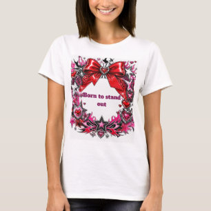 Y2K Glam Girl roter Bogen Chrome Hearts Sterne Edg T-Shirt