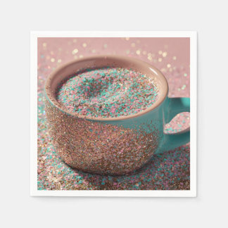 Y2K Glänzender Pastellrosa und Türkis Glitterbeche Serviette