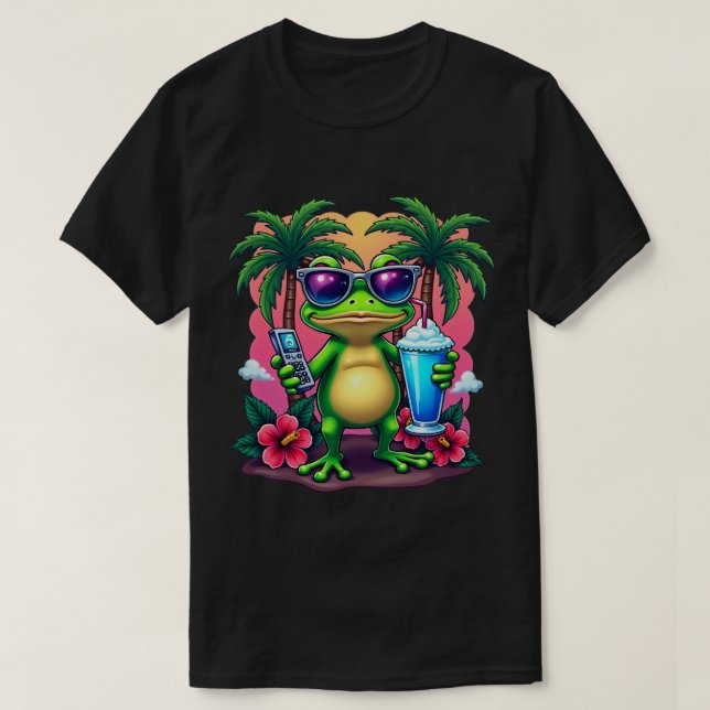 Y2K Grumpy Frog Vaporwave Retro Ästhetik T-Shirt (Design vorne)