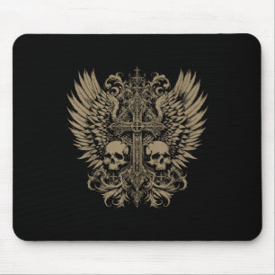 Y2k Grunge Ästhetik Alt Goth Skull Cross Gothic Mousepad