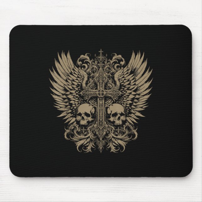Y2k Grunge Ästhetik Alt Goth Skull Cross Gothic Mousepad (Vorne)