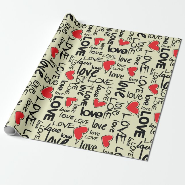 Y2K-Grunge-Liebe-Typografie-Muster Geschenkpapier (Ungerollt)