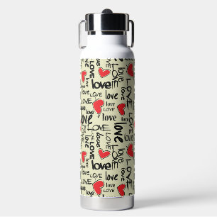 Y2K-Grunge-Liebe-Typografie-Muster Trinkflasche