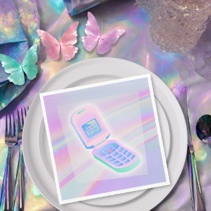 Y2K Handy Text irisierend glücklichen Geburtsname Serviette