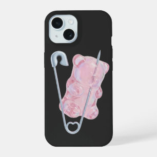 Y2K kantige rosa Gummibär Sicherheitsnadel Handyhü iPhone 15 Hülle