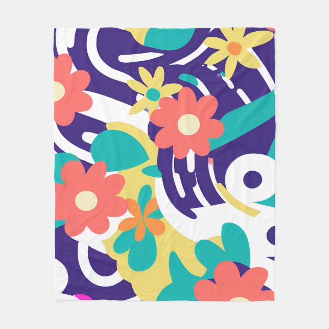 Y2K Lebhafte Wildblume Fett Retro Spring Design Fleecedecke (Vorderseite)