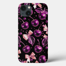 Y2K Lila Glänzender Kirschmuster Schwarz iPhone-Hü Case-Mate iPhone Hülle