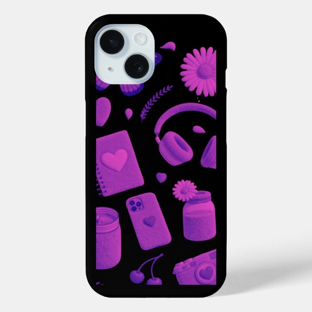 Y2K Lila Glänzender Kirschmuster Schwarz iPhone-Hü Case-Mate iPhone Hülle (Rückseite)