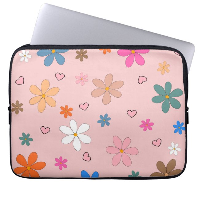 Y2K Pink Floral Retro 2000s ästhetisches Geschenk  Laptopschutzhülle (Vorderseite)