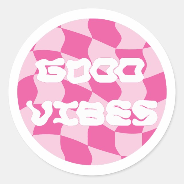 Y2K Pink Good Vibes Pattern Runder Aufkleber (Vorderseite)
