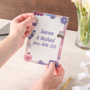 Y2K Pink Lila 2000er Retro Tech Geek Liebe Hochzei