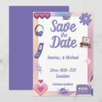 Y2K Pink Lila 2000er Retro Tech Geek Liebe Hochzei