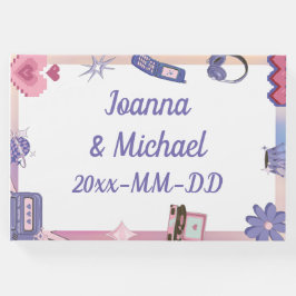 Y2K Pink Lila 2000er Retro Tech Geek Liebe Hochzei Gästebuch