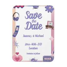 Y2K Pink Lila 2000er Retro Tech Save the Date