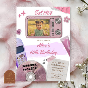 Y2K Pink Retro Digitalkamera Geburtstag Einladung
