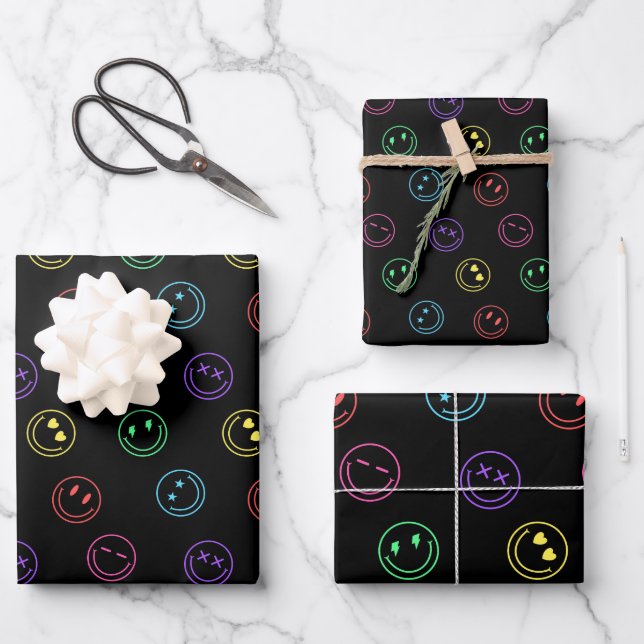 Y2K Preppy Aesthetic Smile Face Geschenkpapier Set (Vorderseite)
