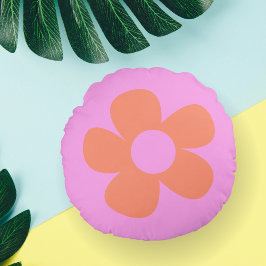 Y2k Preppy Hot Pink Blume Dorm Decor Rundes Kissen