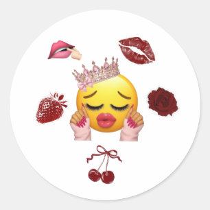 Y2K Prinzessin Emoji Cute Klassischer Rund Sticker