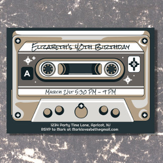 Y2K Retro 90er 80er Cassette Tape Geburtstag Einladung