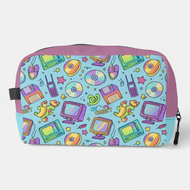 Y2K Retro Tech Aesthetic Doodle Makeup Bag Waschbeutel (Vorderseite)