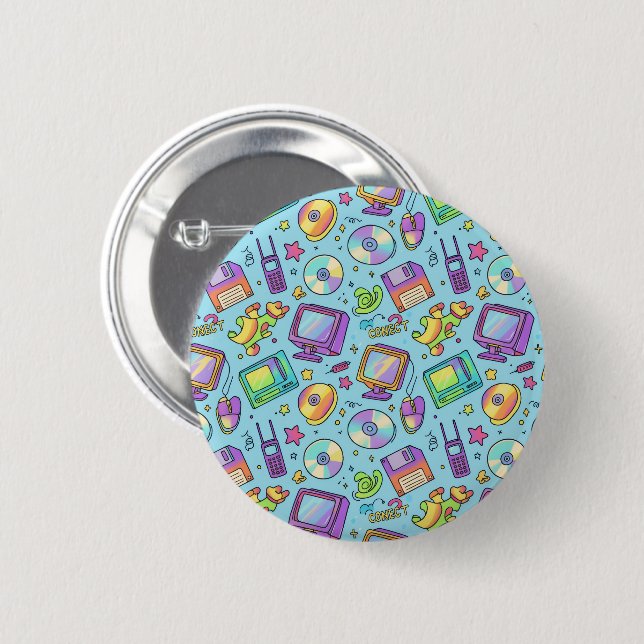 Y2K Retro-Tech-Ästhetik Disketten Pin Button (Vorne & Hinten)