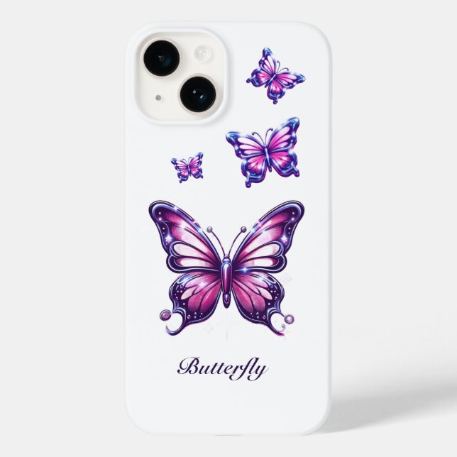 Y2K Rosa Chrom-Schmetterling-Handyhülle  Case-Mate iPhone Hülle (Rückseite)