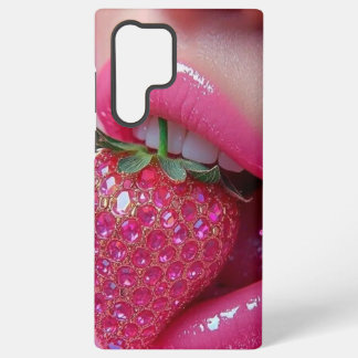 Y2K Rosa Glitter-Erdbeere & Lippen Samsung Galaxy Hülle