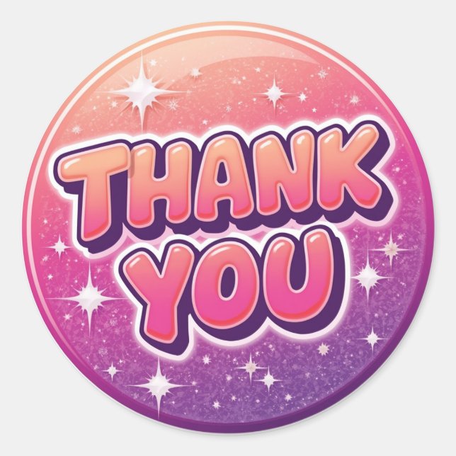 Y2K Thank You Round Sticker (Vorderseite)