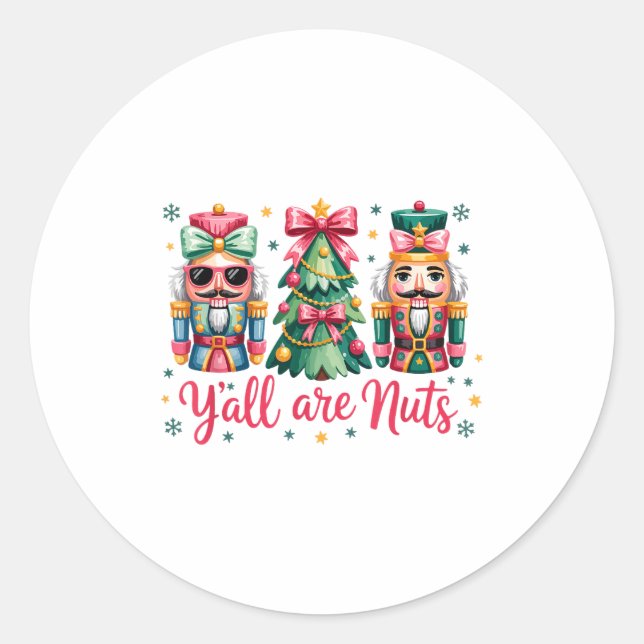 Y’all Are Nuts Funny Christmas Humor Tree Nutcrack Runder Aufkleber (Vorderseite)