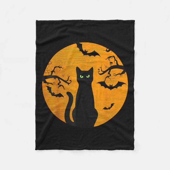 Y Christmas Cat Costume Retro Cat Moon Black Cat  Fleecedecke (Vorderseite)