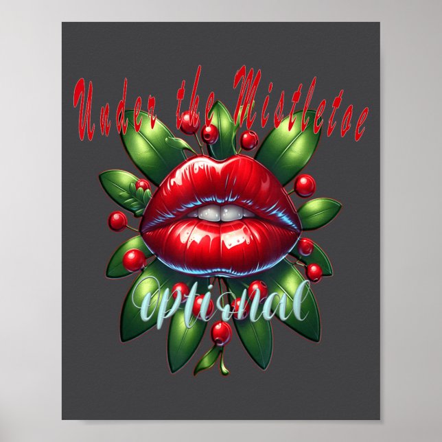 Y Christmas Mistletoe Lips - Naughty Holiday Tee W Poster (Vorne)
