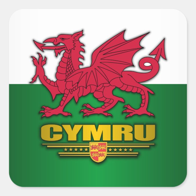 Y Ddraig Goch Quadratischer Aufkleber (Vorderseite)
