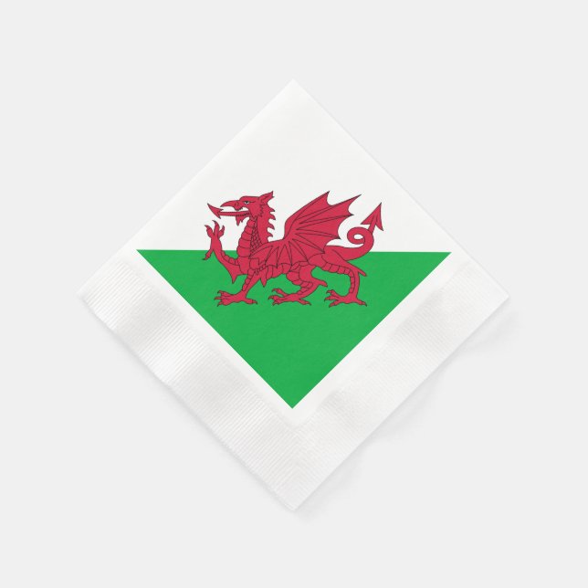 Y Ddraig Goch: Welsh Flag Cocktail Napkins Serviette (Ecke)