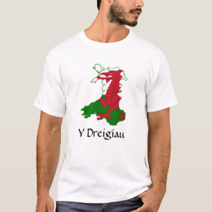 Y Dreigiau Flag Karte des T - Shirt Wales