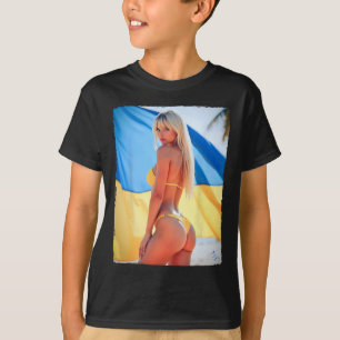Y Frau auf T-Shirt - Blondes Bikini und Ukraine