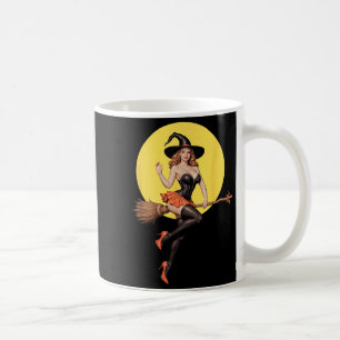 Y Halloween Hexe Pin-up Mädchen auf einem Besensti Kaffeetasse