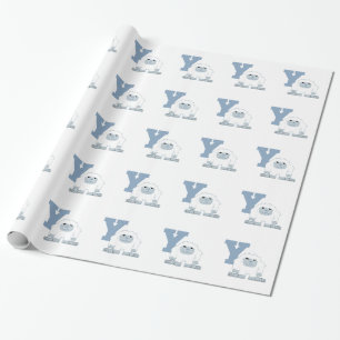 Y ist für Yeti Niedlich Cartoon Yeti Monster Geschenkpapier