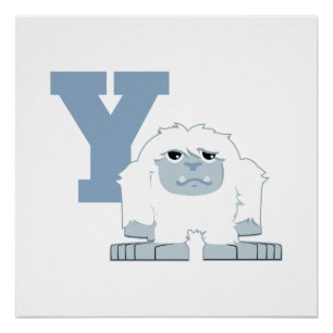 Y ist für Yeti Niedlich Cartoon Yeti Monster Poster