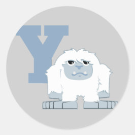 Y ist für Yeti Niedlich Cartoon Yeti Monster Runder Aufkleber