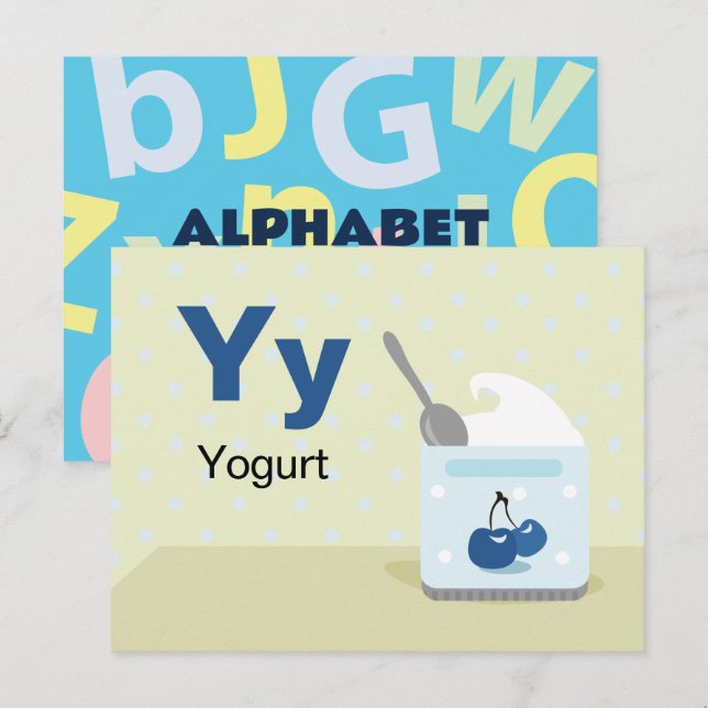 Y ist für Yogurt - Alphabet Flash Card Postkarte (Vorne/Hinten)