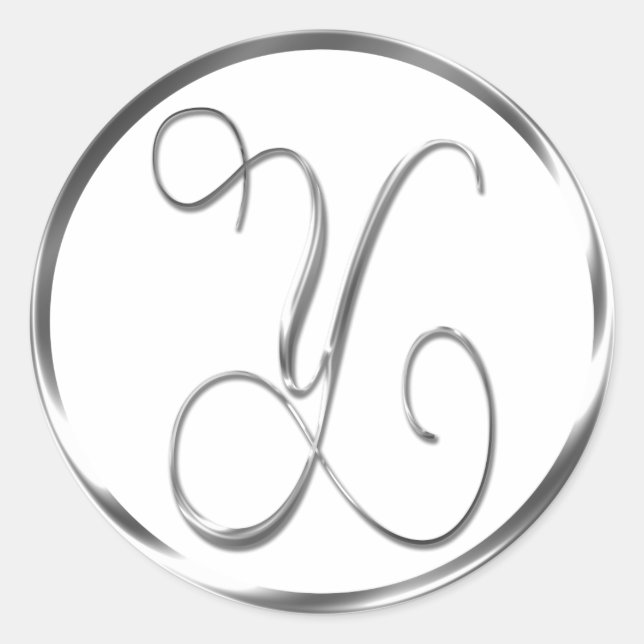 Y Monogram Imitate Silver Envelope oder Günstige S Runder Aufkleber (Vorderseite)